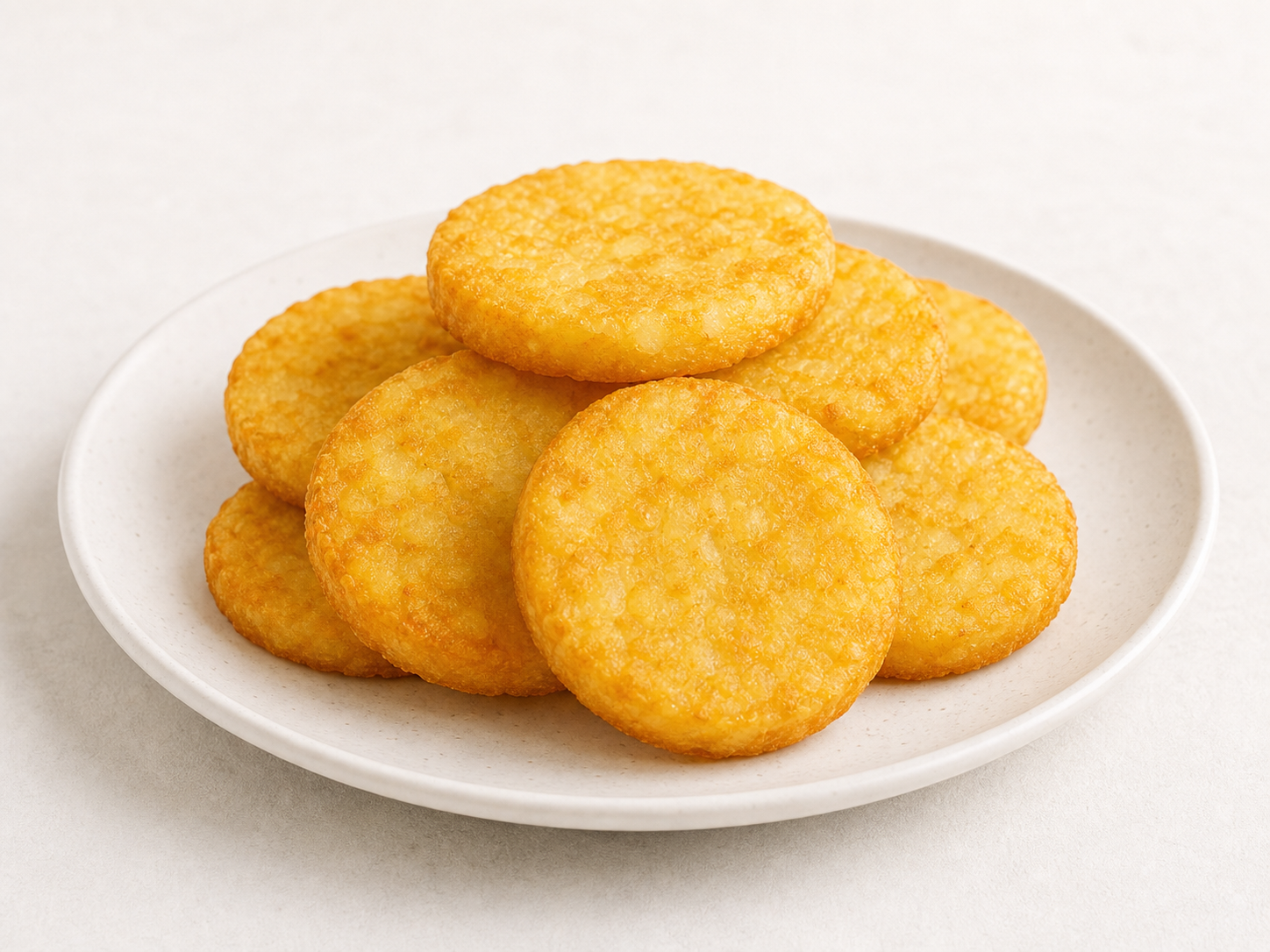 Round frozen potato cakes